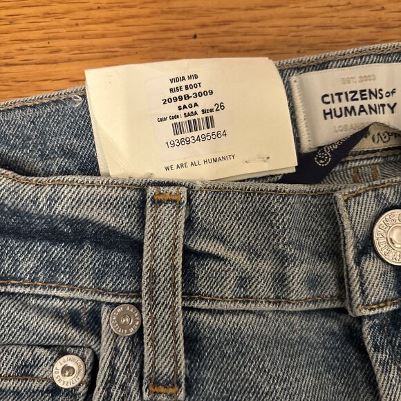 Citizens of Humanity Vidia Jeans Blue Mid Rise Boot Cut Med Wash Denim Sz 26 New - Picture 3 of 7